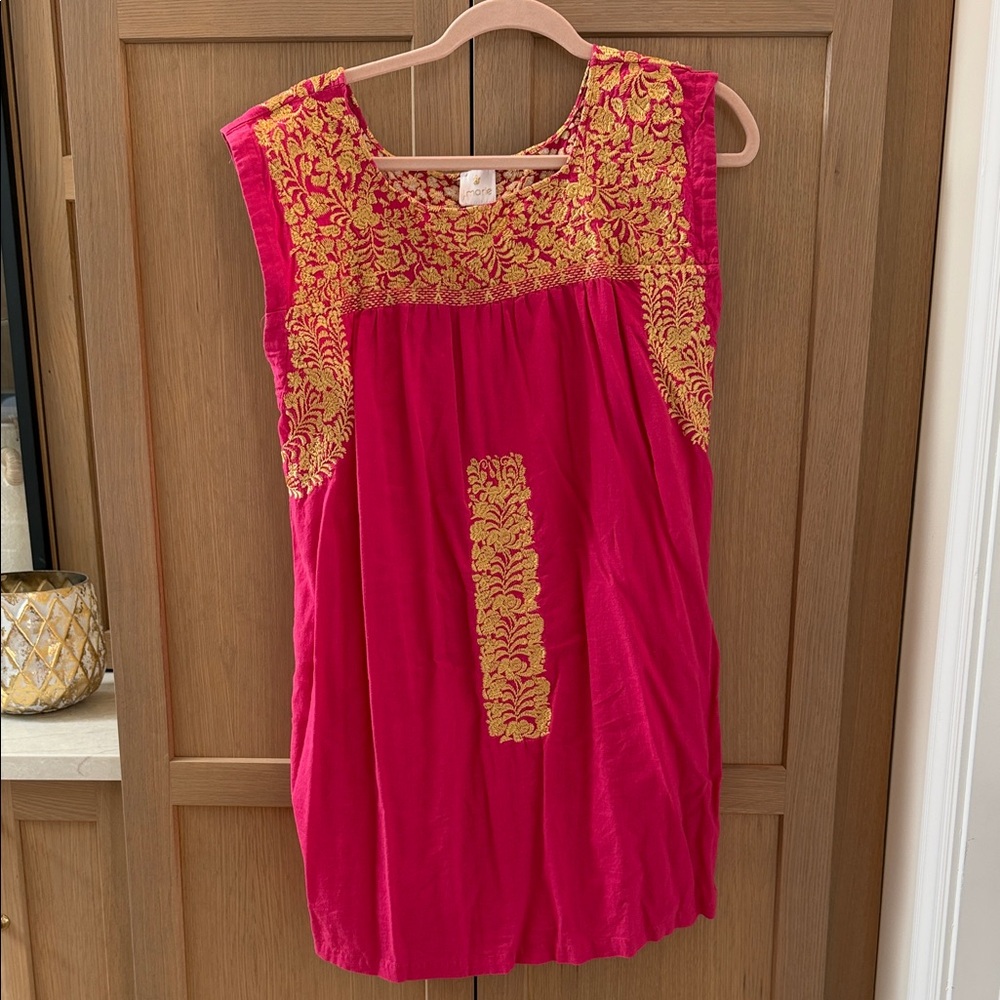 J.Marie Embroidered Magenta Tunic dress with Gold Accents